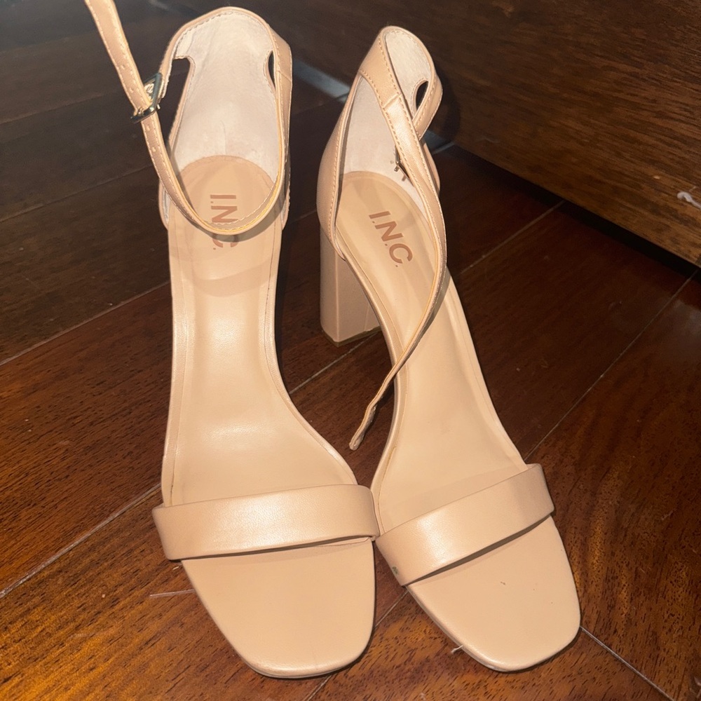 INC International Concepts Women's Beige Ankle Strap Heels